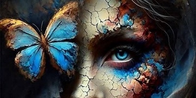 تابلو فرش ماشینی فانتزی و مدرن دختر و پروانه