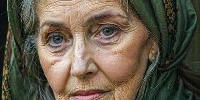 تابلو فرش ماشینی طرح پیرزن با چشمان زیبا