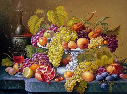 برای بزرگنمایی بیشتر کلیک کنید تابلو فرش ماشینی طرح میوه انگور