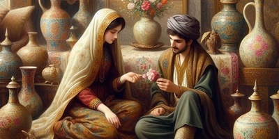 تابلو فرش ماشینی سنتی طرح نامزدی