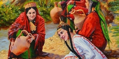 تابلو فرش ماشینی طرح دختران روستا