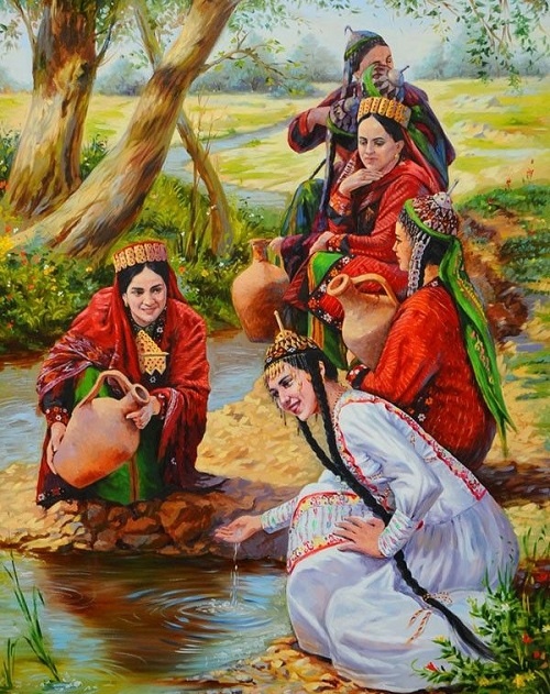 برای بزرگنمایی بیشتر کلیک کنید تابلو فرش ماشینی طرح دختران روستا